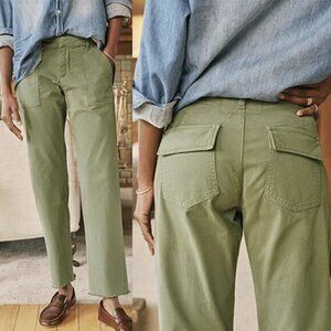 NEW Frank & Eileen Blackrock Utility Frayed Hem Pants Women's Army Size: 6